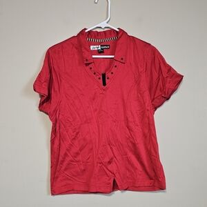 Jamie Sadock Polo Shirt Women's Size Medium Red Golf Top Short Sleeve Cotton